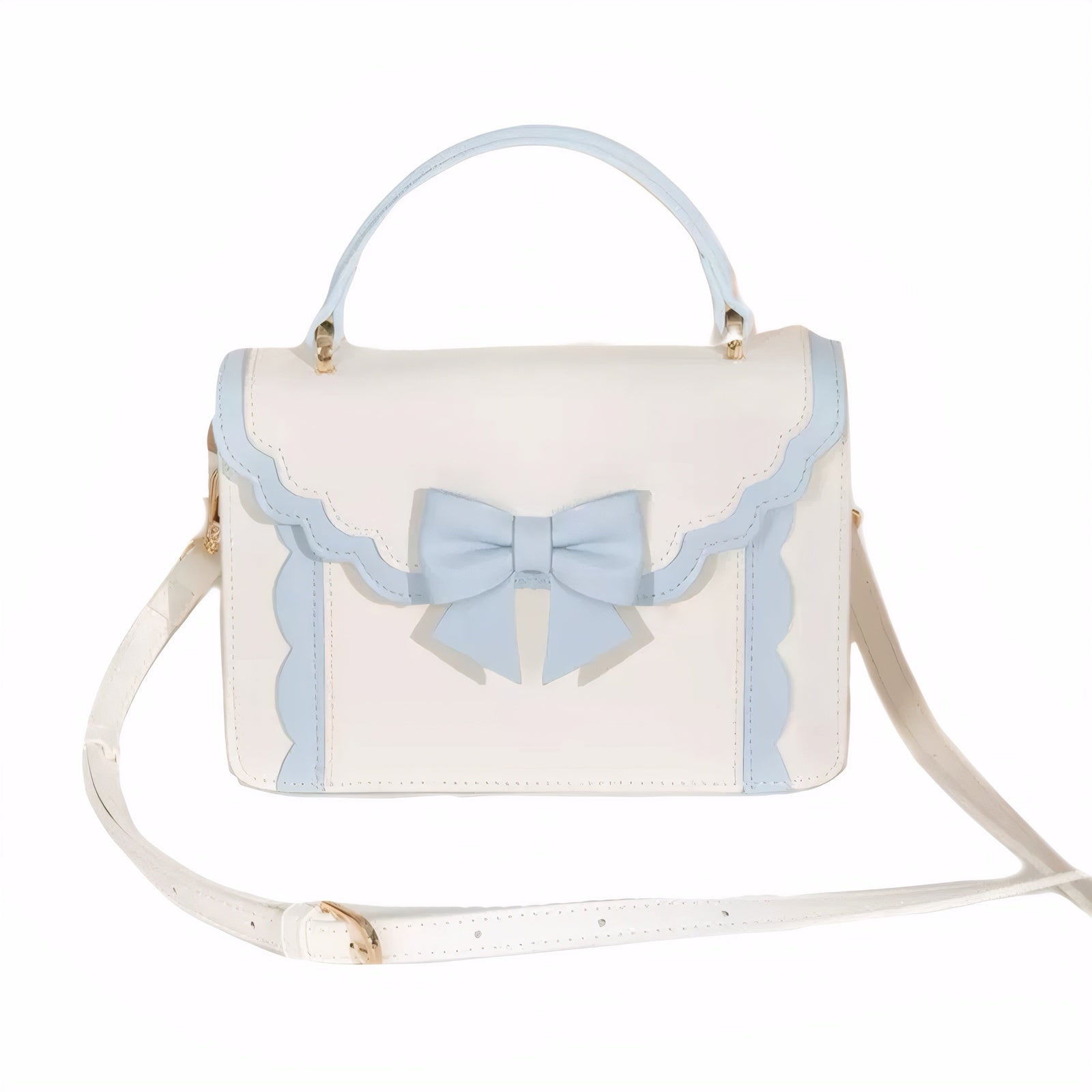 Sweet Lolita Bow Accordion Satchel Cute PU Leather Shoulder & Crossbody Bag